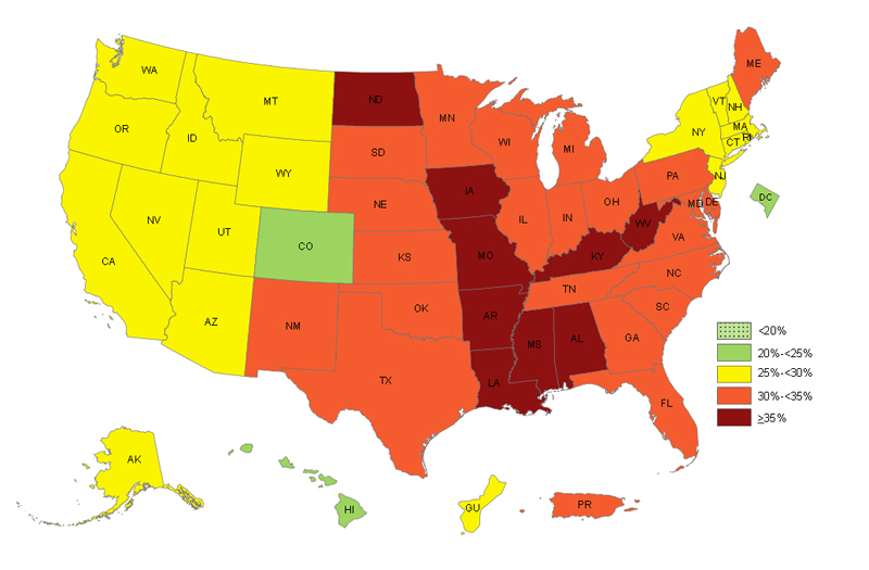 USA Overall Obesity map
